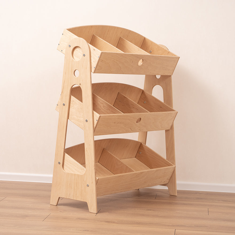 Wood and Hearts Eco-Friendly Natural Wooden Montessori Toy Storage Organizer