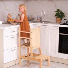 Load image into Gallery viewer, Wood and Hearts Eco-Friendly Natural Wooden Toddler Convertible Tower Step Stool
