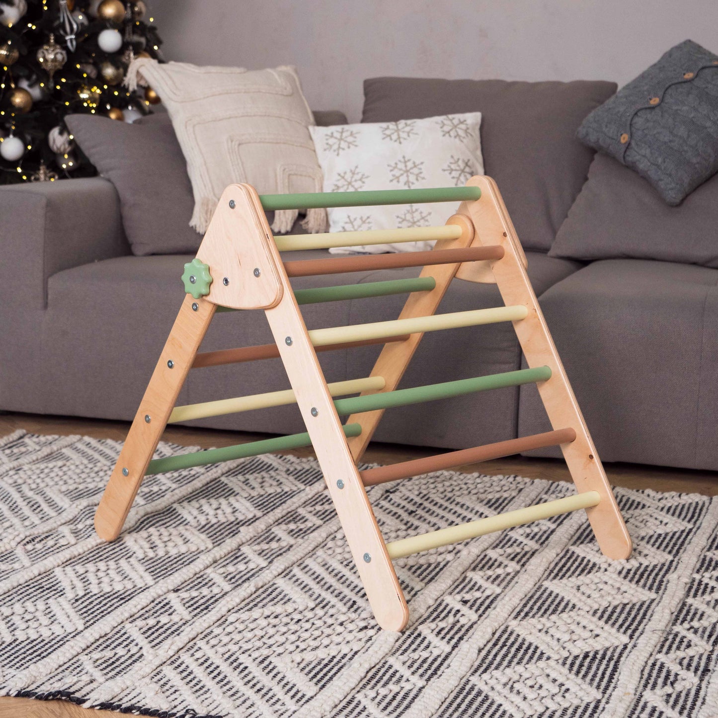 Wood and Hearts Eco-Friendly Wooden Montessori Foldable Pikler Triangle