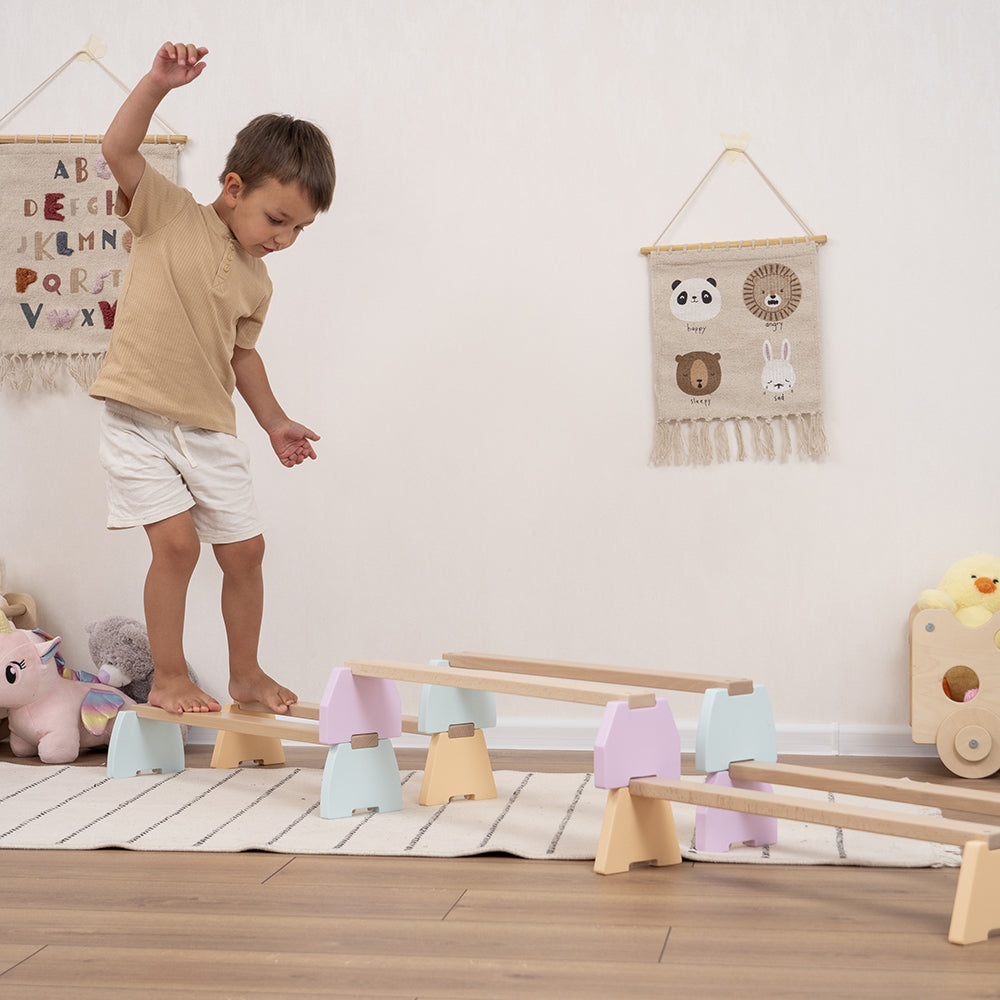 Wood and Hearts Sustainable Wooden Balance Beam Set