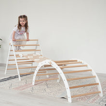 Load image into Gallery viewer, Wood and Hearts Eco-Friendly Wooden Montessori Foldable Pikler Triangle and Arch Climber Set
