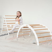 Load image into Gallery viewer, Wood and Hearts Eco-Friendly Wooden Montessori Foldable Pikler Triangle and Arch Climber Set
