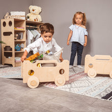 Load image into Gallery viewer, Wood and Hearts Eco-Friendly Wooden Montessori Car Shaped Toy Organizer
