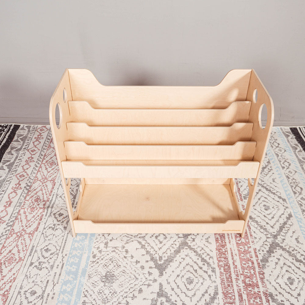 Wood and Hearts "Annie" Eco-Friendly Wooden Montessori Book Display Shelf