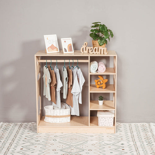 eco-friendly non-toxic wooden montessori kids' open closet by wood and hearts