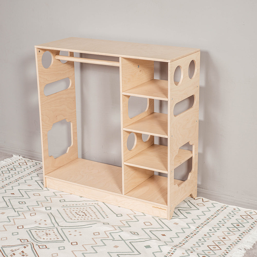 Wood and Hearts Eco-Friendly Natural Wooden Montessori Kids' Closet