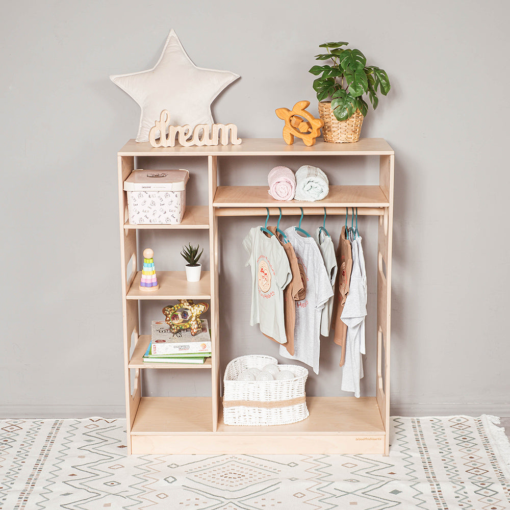 Wood and Hearts Eco-Friendly Natural Wooden Montessori Kids' Closet