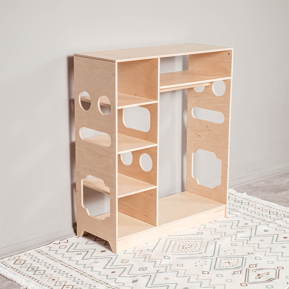 Wood and Hearts Eco-Friendly Natural Wooden Montessori Kids' Closet