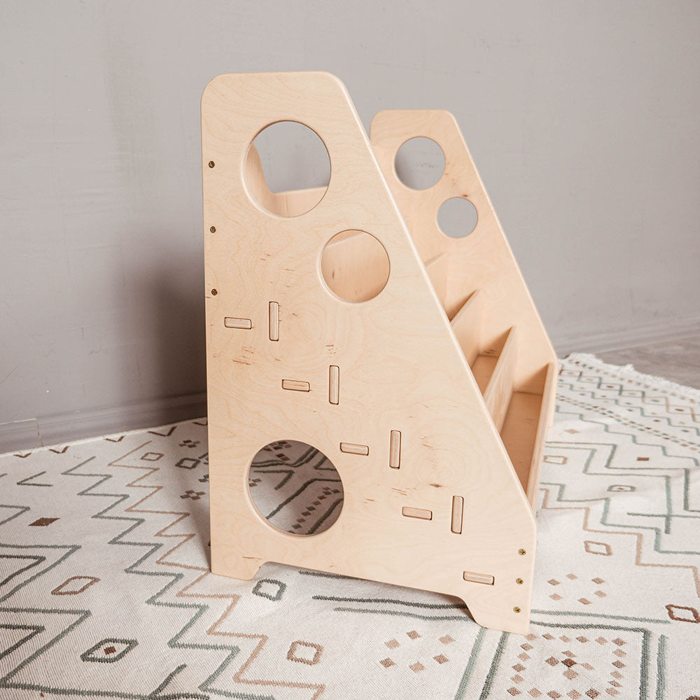 Wood and Hearts Eco-Friendly Wooden Montessori Kids' Bookshelf