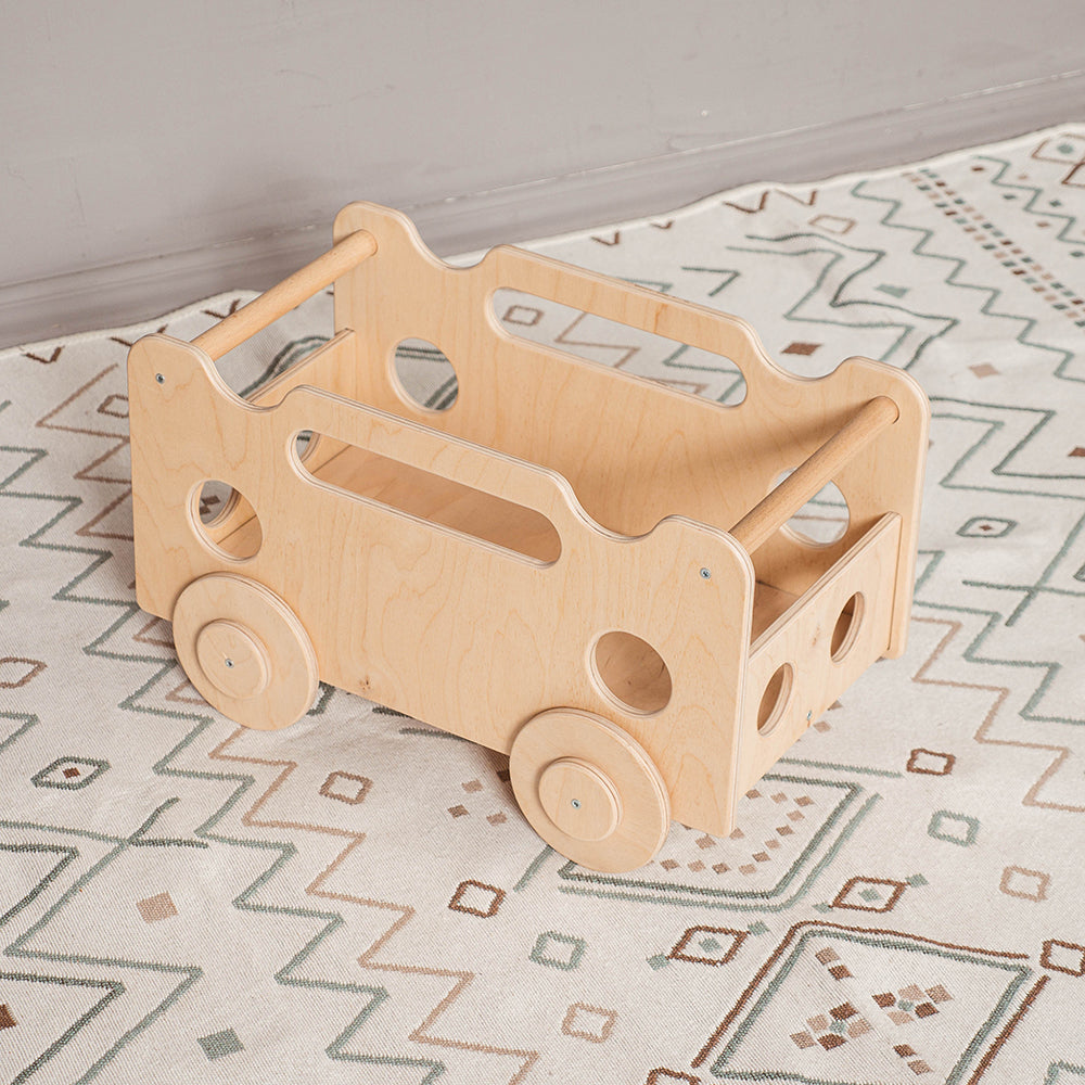 Wood and Hearts Eco-Friendly Wooden Montessori Car Shaped Toy Organizer