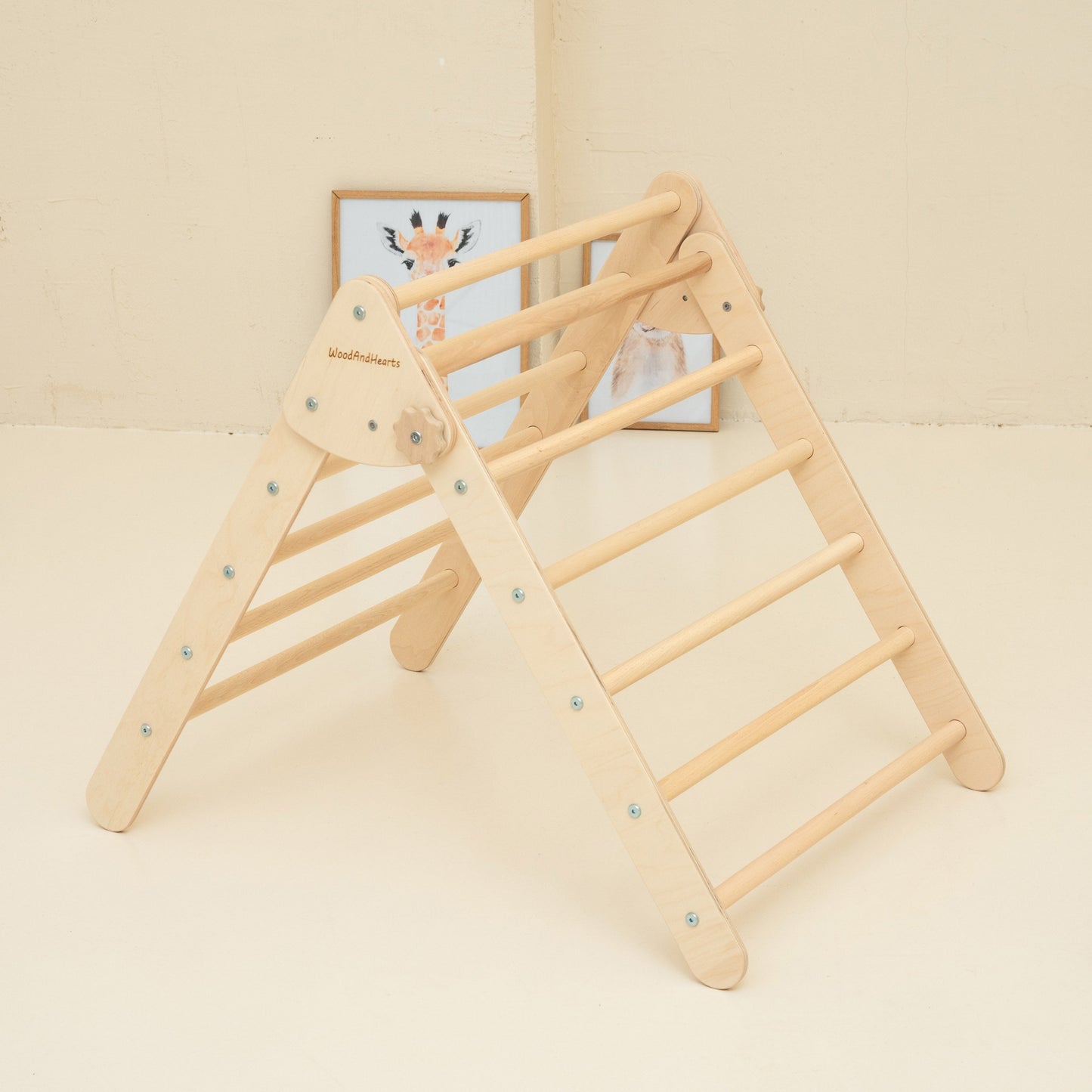 Wood and Hearts Eco-Friendly Wooden Montessori Foldable Pikler Triangle