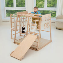 Load image into Gallery viewer, Wood and Hearts Eco-Friendly Natural Wooden Indoor Playground Toddler Jungle Gym
