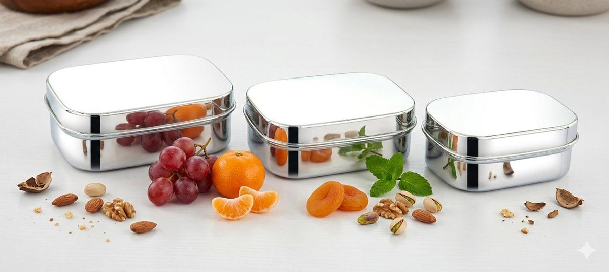Busy Benny Nesting Stainless Steel Food Containers – Plastic-Free Set of 3
