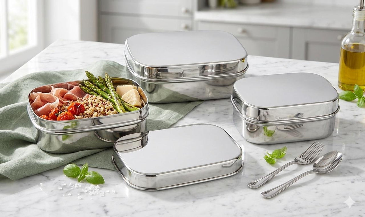 Busy Benny Nesting Stainless Steel Food Containers – Plastic-Free Set of 3