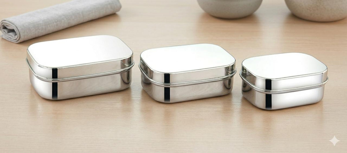 Busy Benny Nesting Stainless Steel Food Containers – Plastic-Free Set of 3