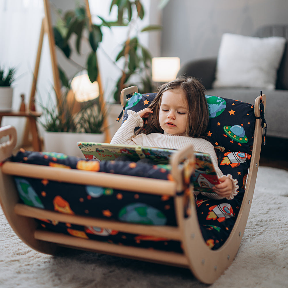 Wood and Hearts Eco-Friendly Wooden Large Montessori Climbing Arch with Cushion or Tent
