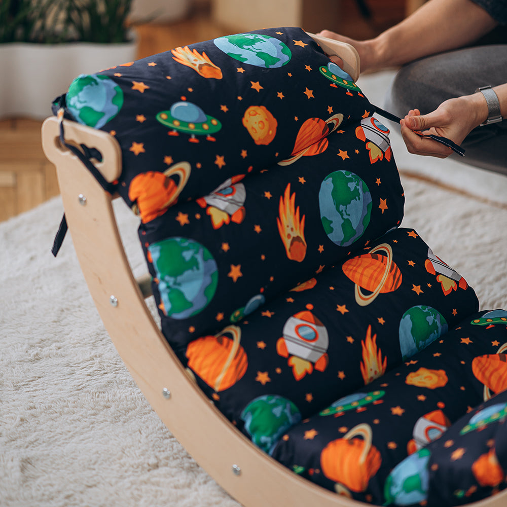 Wood and Hearts Eco-Friendly Wooden Large Montessori Climbing Arch with Cushion or Tent