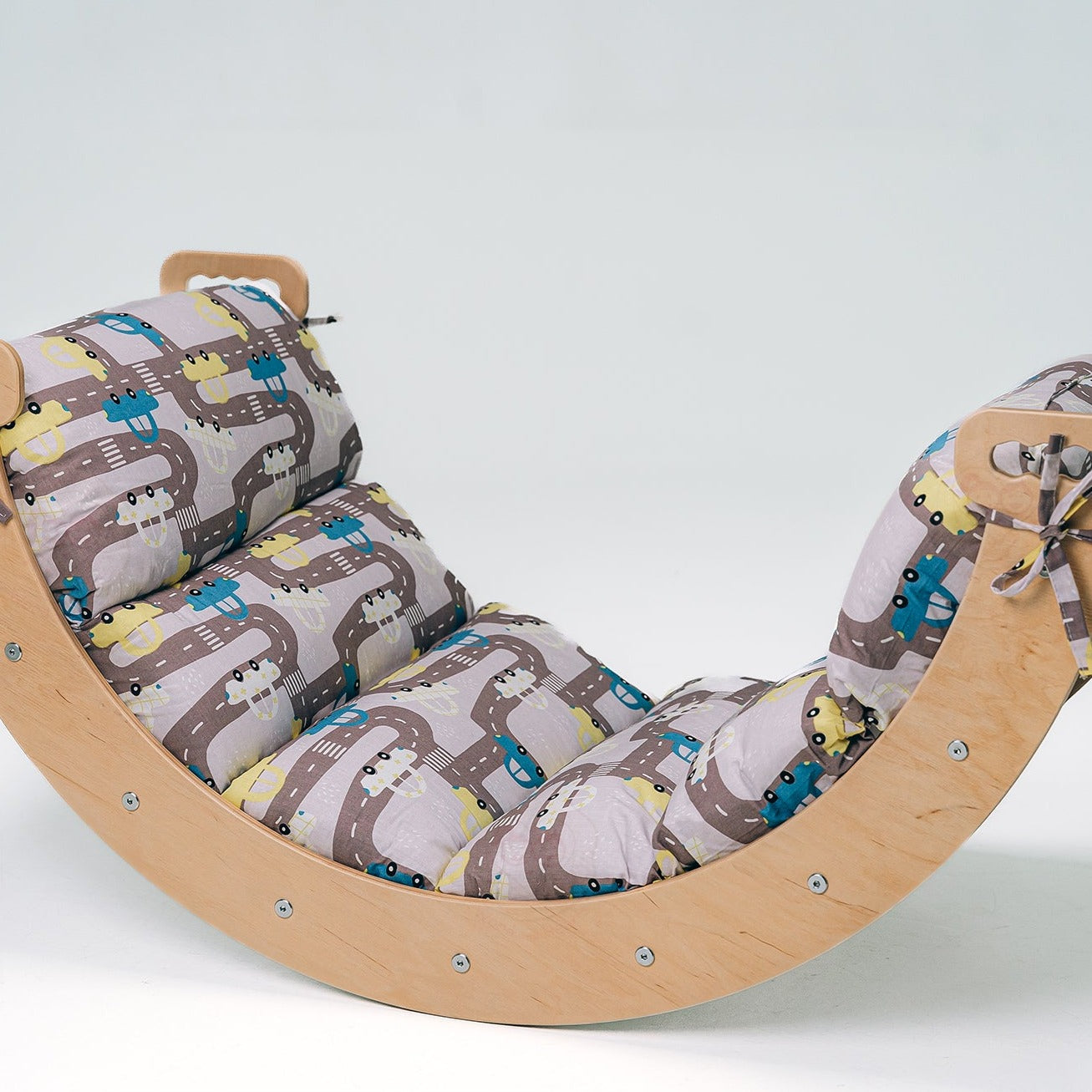 Wood and Hearts Eco-Friendly Wooden Large Montessori Climbing Arch with Cushion or Tent