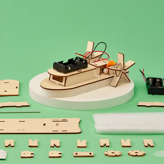Kitsville Paddlewheel Boat DIY Kit – Wooden STEM Building Kit for Kids 8+