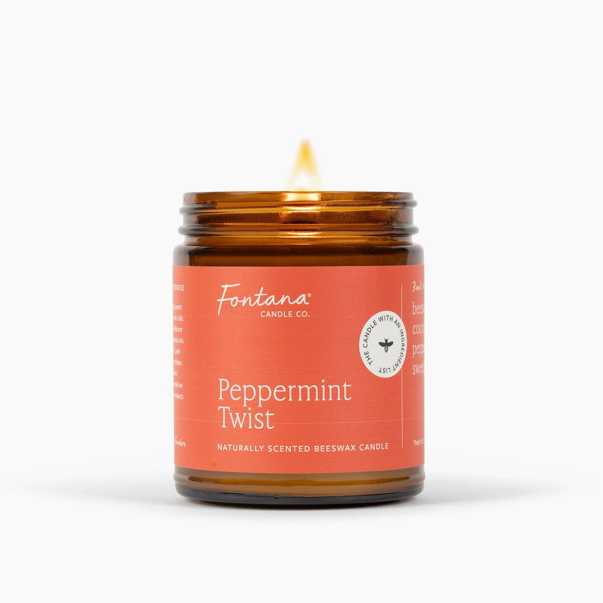 Peppermint Twist Essential Oil Candle – Beeswax & Coconut, Wooden Wick, 9 oz