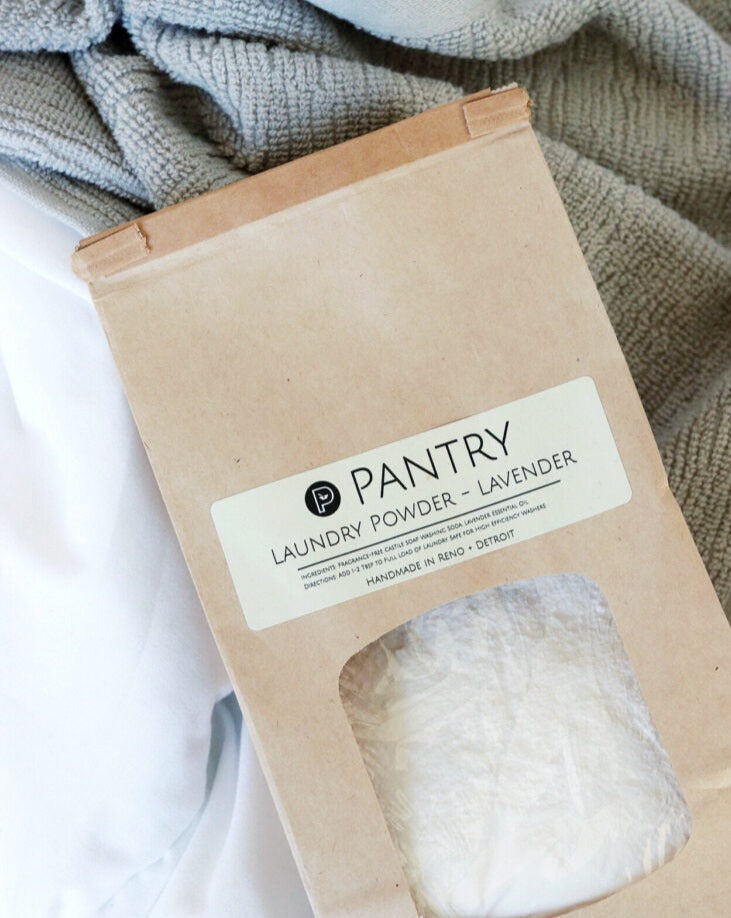 Pantry Products Laundry Powder in a minimalist, zero-waste package.