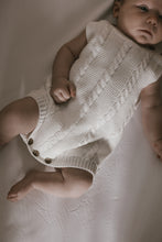 Load image into Gallery viewer, Luca + Luna Organic Cotton Cable Knit Baby Summer Romper - White
