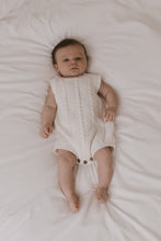 Load image into Gallery viewer, Luca + Luna Organic Cotton Cable Knit Baby Summer Romper - White
