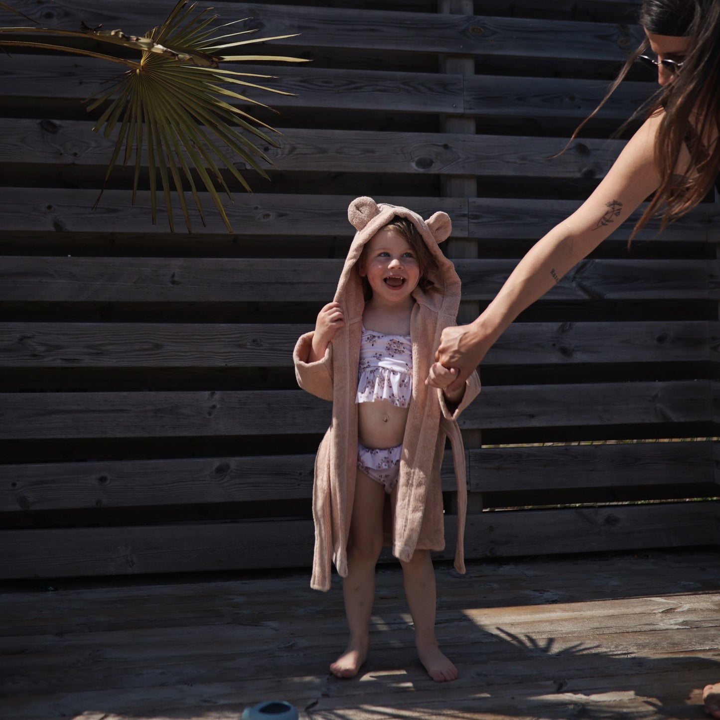 Mushie Organic Cotton Bear Bath Robe for Toddlers and Little Kids