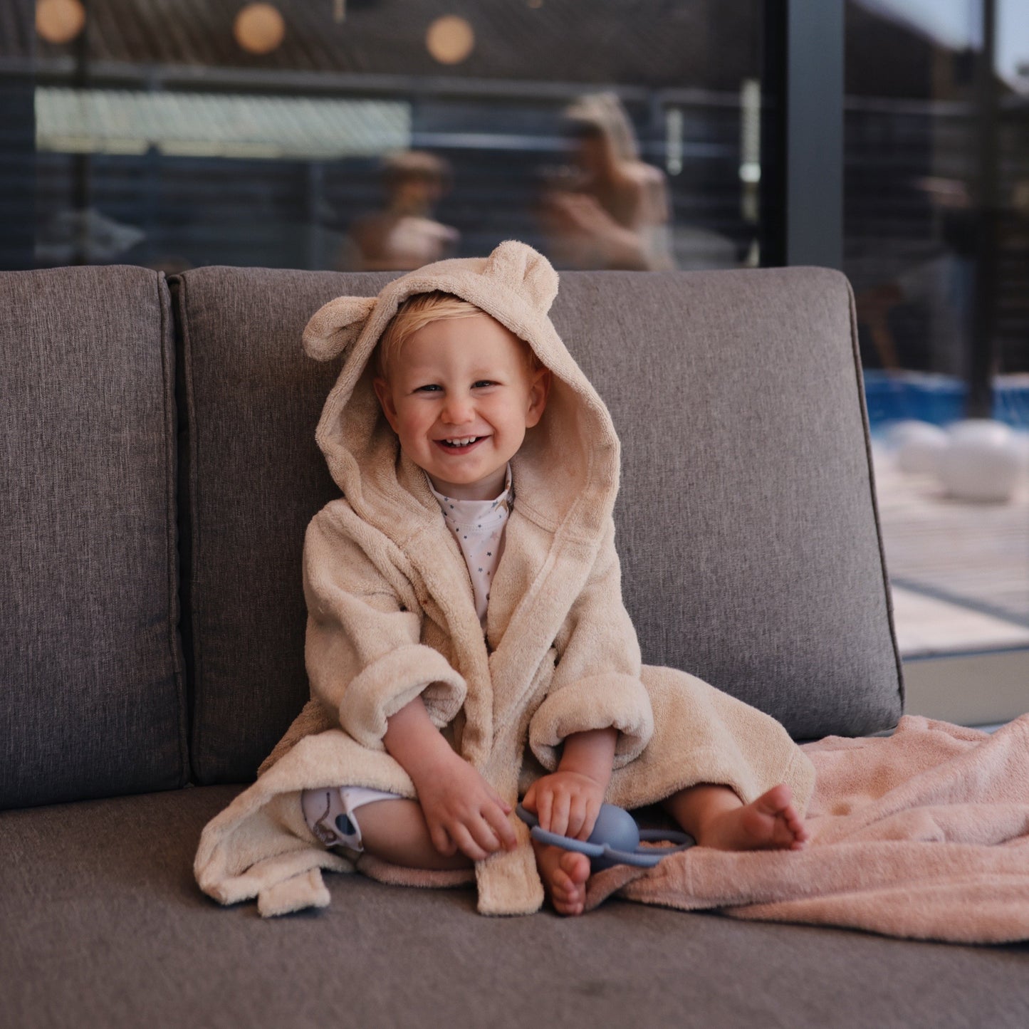 Mushie Organic Cotton Bear Bath Robe for Toddlers and Little Kids