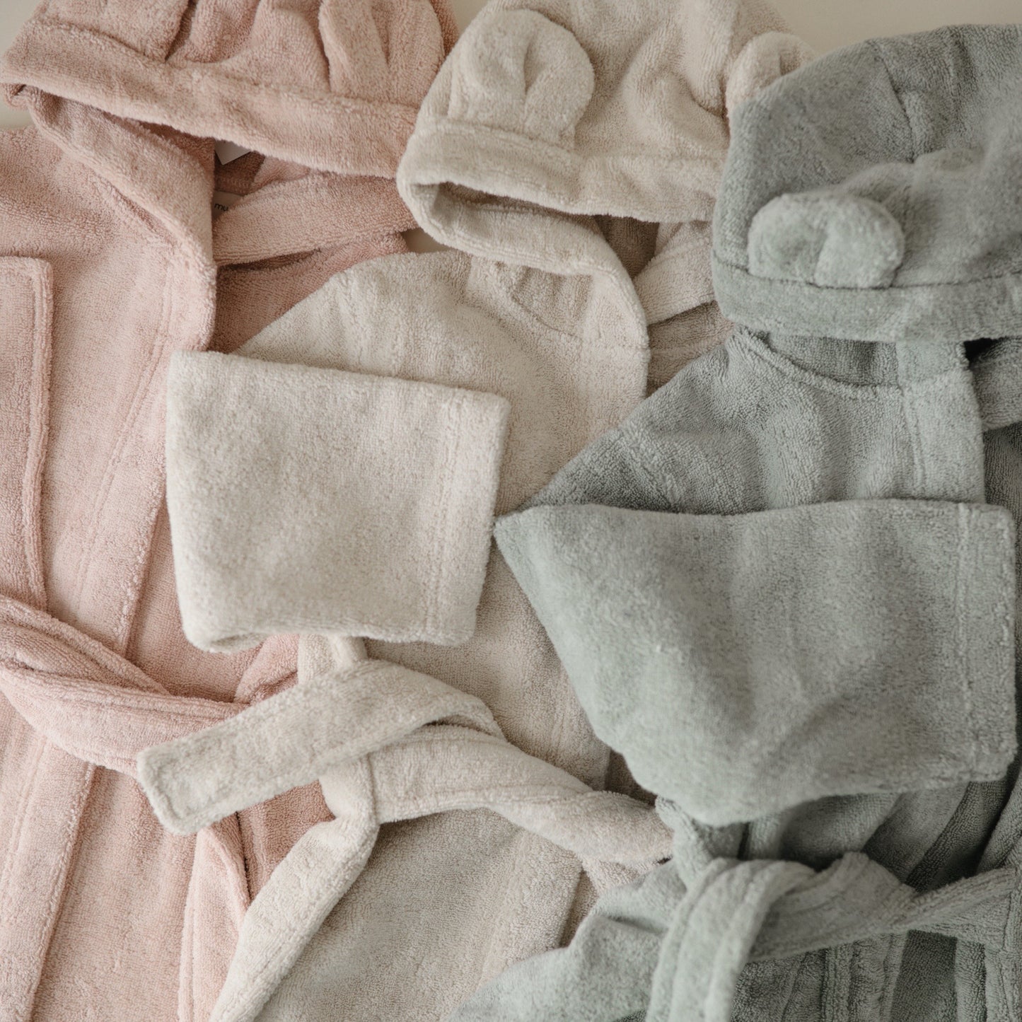 Mushie Organic Cotton Bear Bath Robe for Toddlers and Little Kids