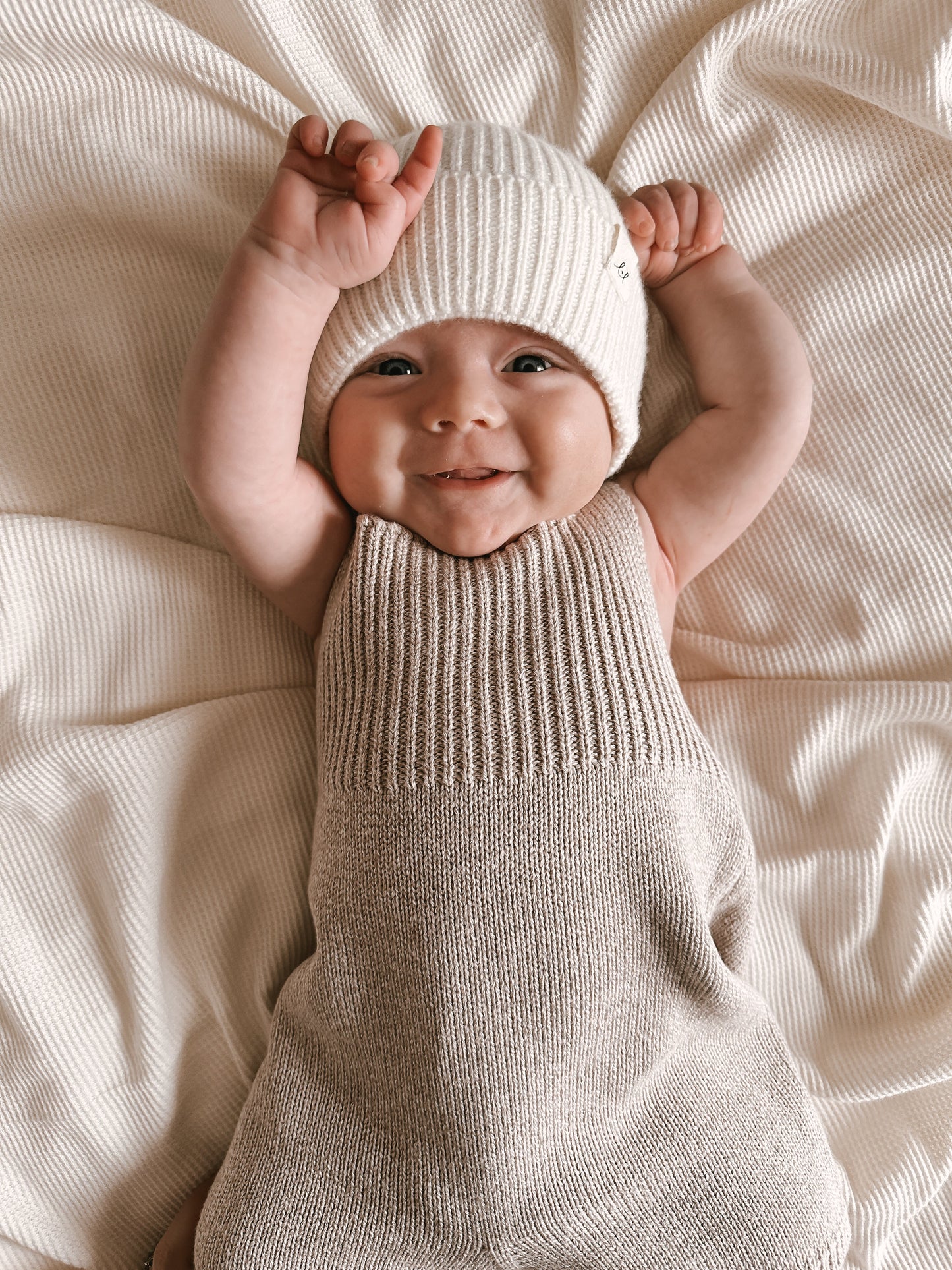Luna + Luca Merino Wool Baby Knit Beanie - Off-White
