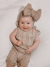 Load image into Gallery viewer, Luna + Luca Pointelle Organic Cotton Neutral Baby Girl Romper - Heather Beige
