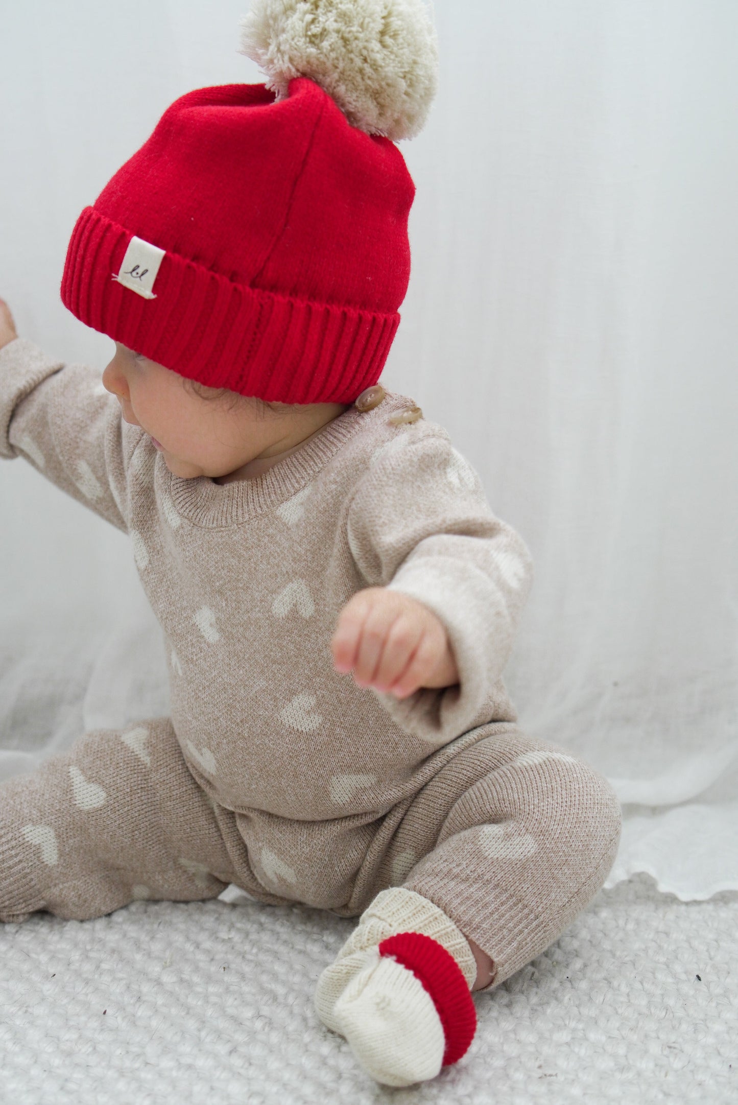 Luna + Luca Pom Beanie - Red