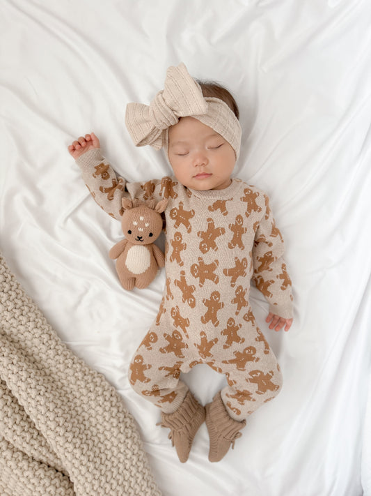 Luna + Luca Organic Cotton Gingerbread Baby Jumpsuit