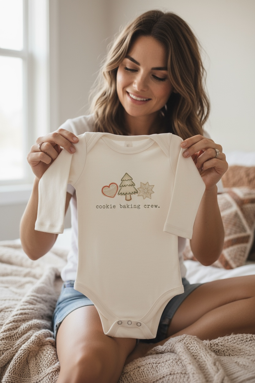 Cookie Baking Crew Organic Cotton Baby Bodysuit – Long Sleeve, 0–24M