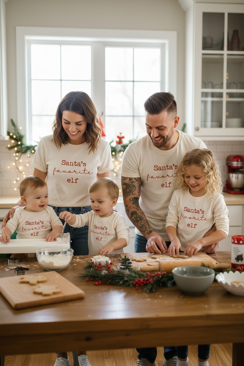Santa’s Favorite Elf Organic Cotton Baby Bodysuit – Long Sleeve, Red or Olive, 0–24M