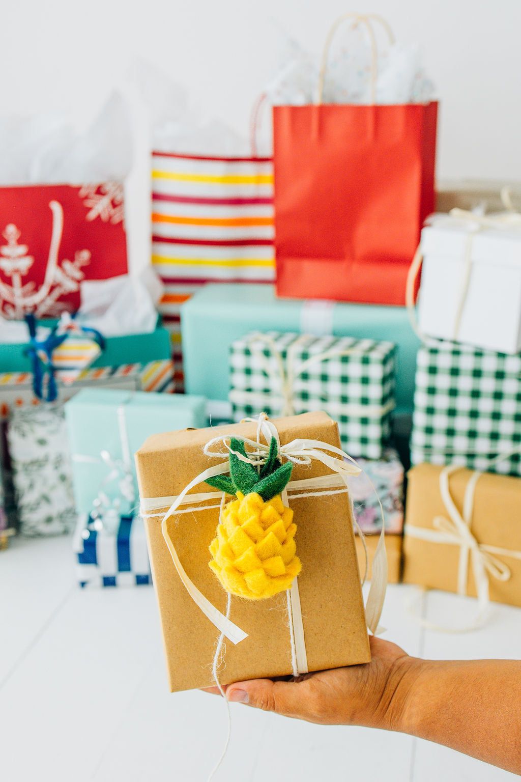 Pineapple Ornament – Handmade Wool Felt Holiday Decor