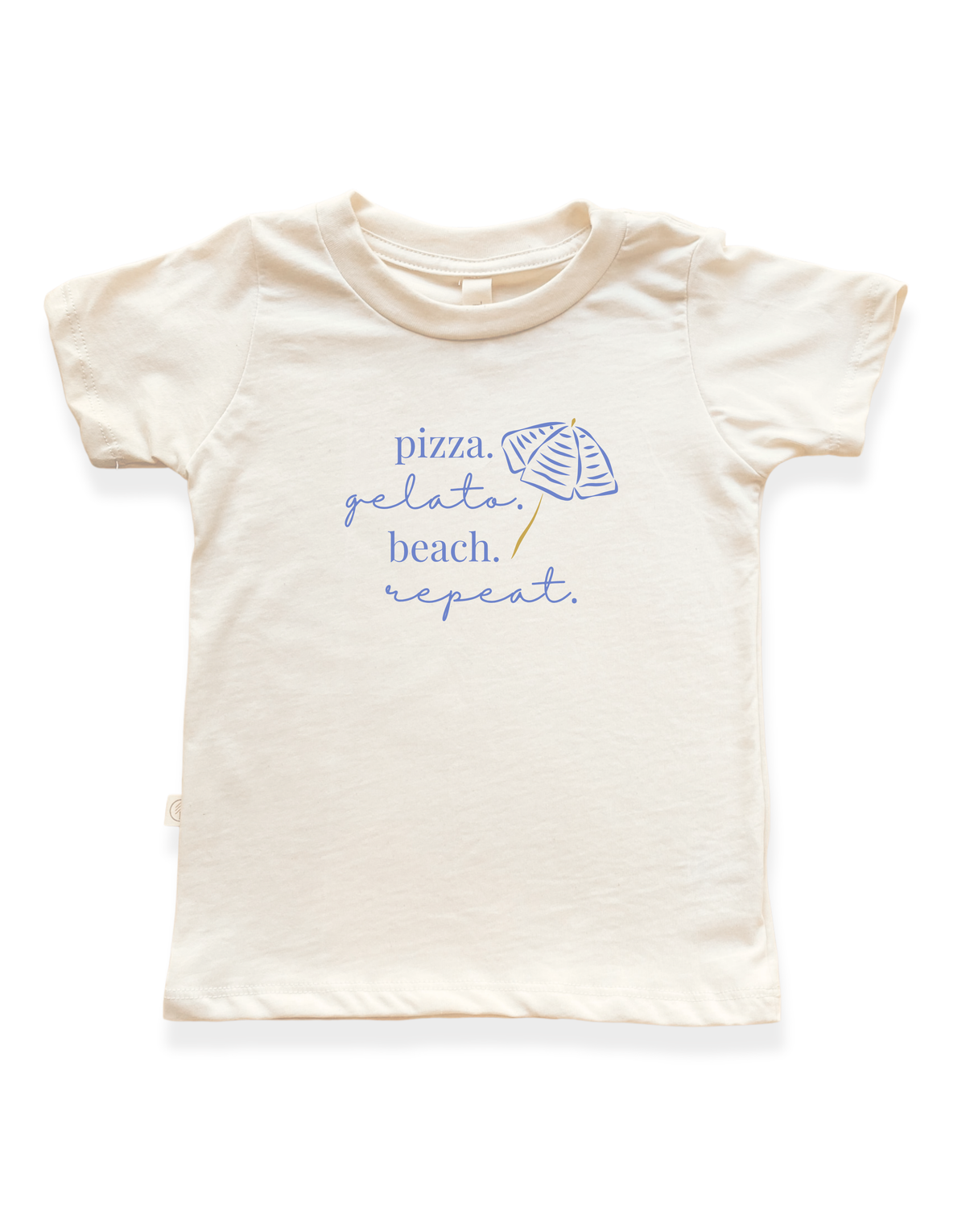 Pizza Gelato Beach Organic Cotton Kids T-Shirt – Short Sleeve, 2T–12Y