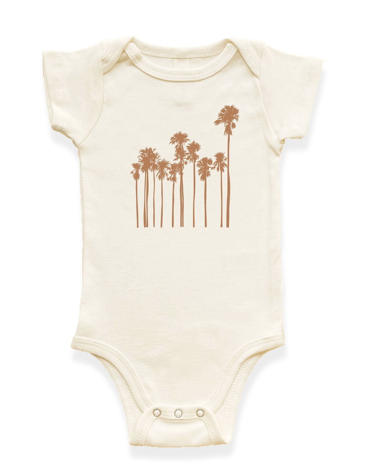 Palm Trees Organic Cotton Baby Bodysuit – Short Sleeve, 0–18M