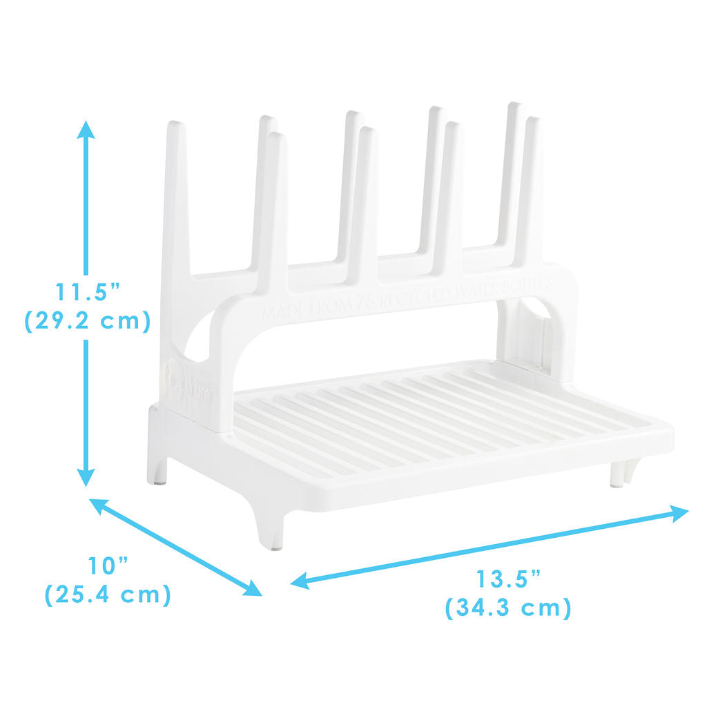 PopYum Space-Saving Baby Bottle Drying Rack – Glacier White, Made from Recycled Bottles