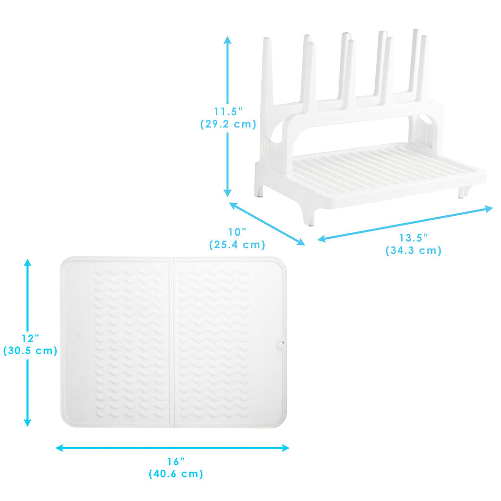 PopYum Space-Saving Baby Bottle Drying Rack with Silicone Mat – Glacier White, Made from Recycled Bottles