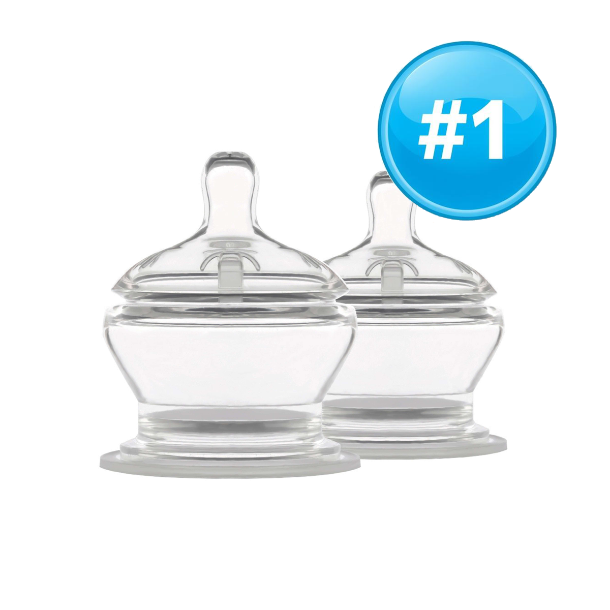 PopYum Stage 1 Slow Flow Replacement Bottle Nipples, 2-Pack – For Newborn+