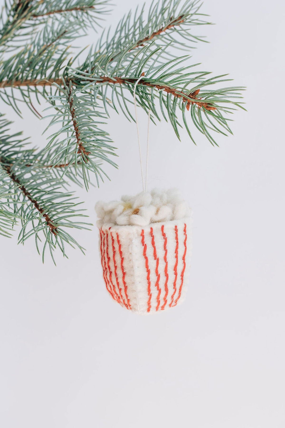 Popcorn Ornament – Handmade Wool Felt Holiday Decor