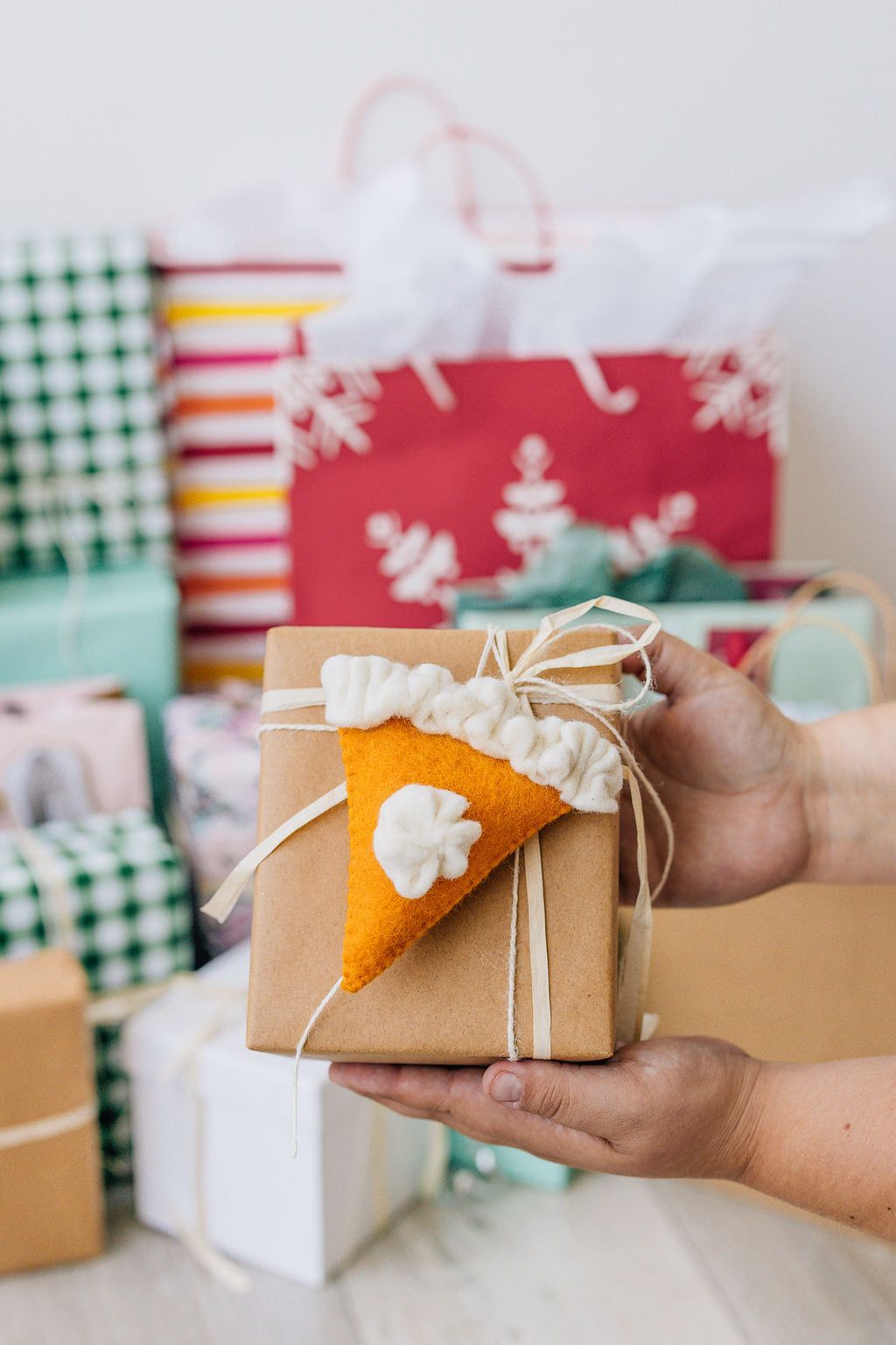 Pumpkin Pie Ornament – Handmade Wool Felt Holiday Decor