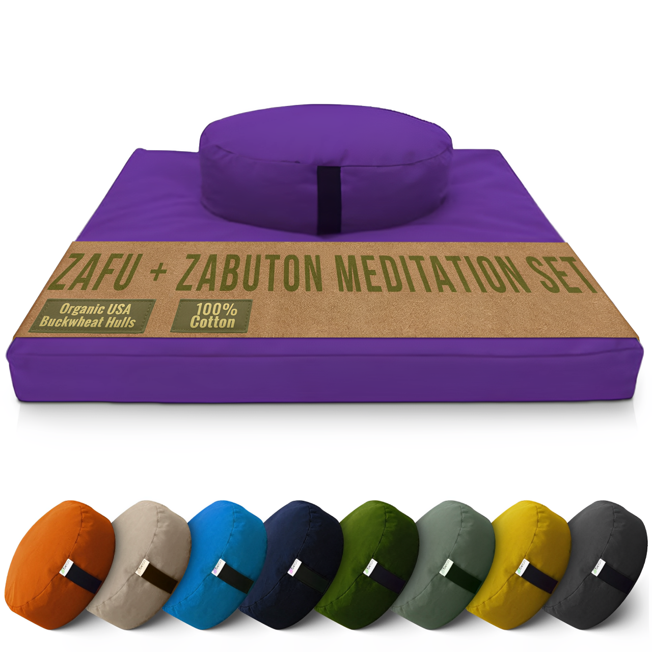 Meditation Cushion Set Zafu and Zabuton - Cotton ..Made in USA