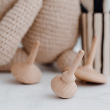 Load image into Gallery viewer, Wooden Spinning Top Three Little Woodies - Wood
