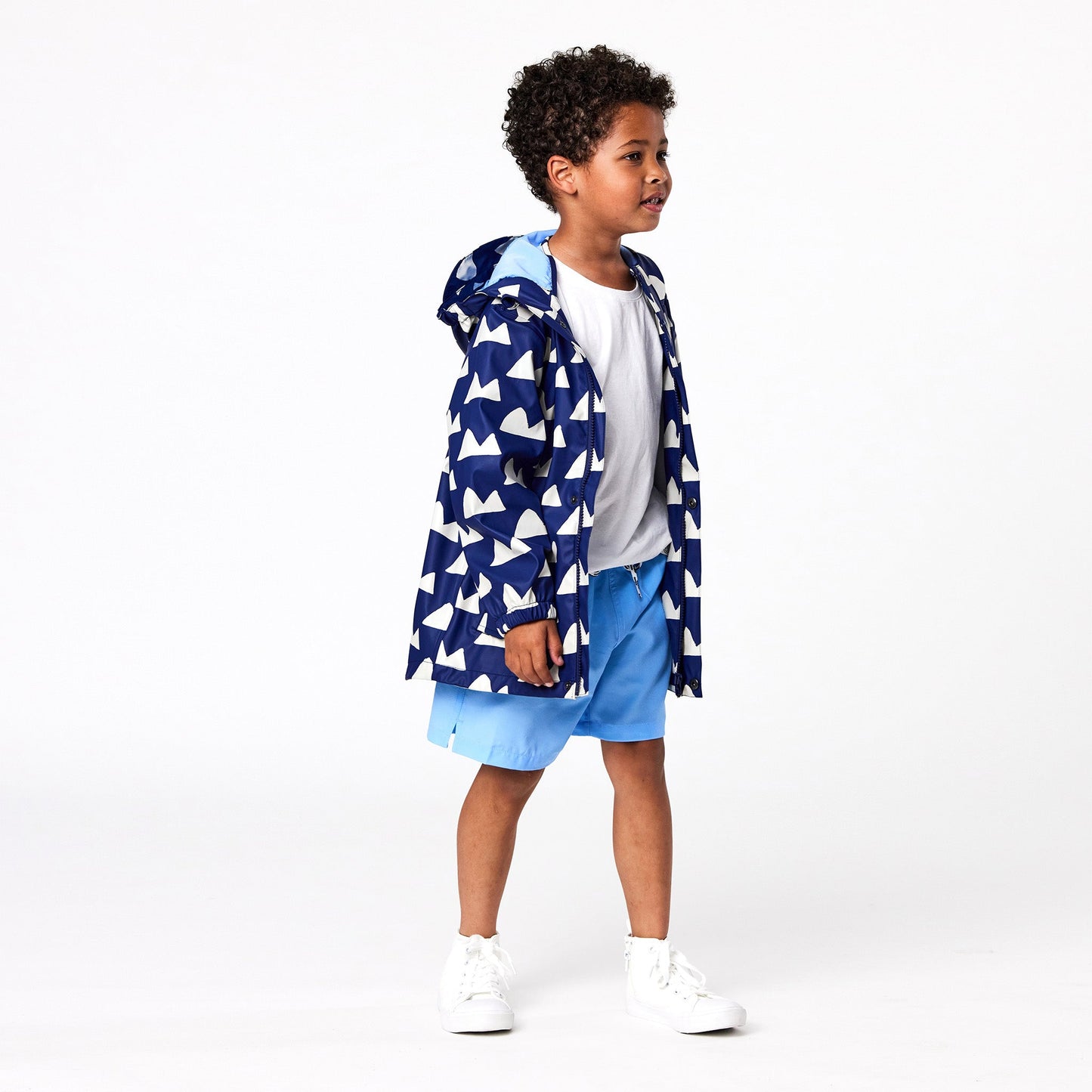 sustainable raincoat boy wearing gender-neutral