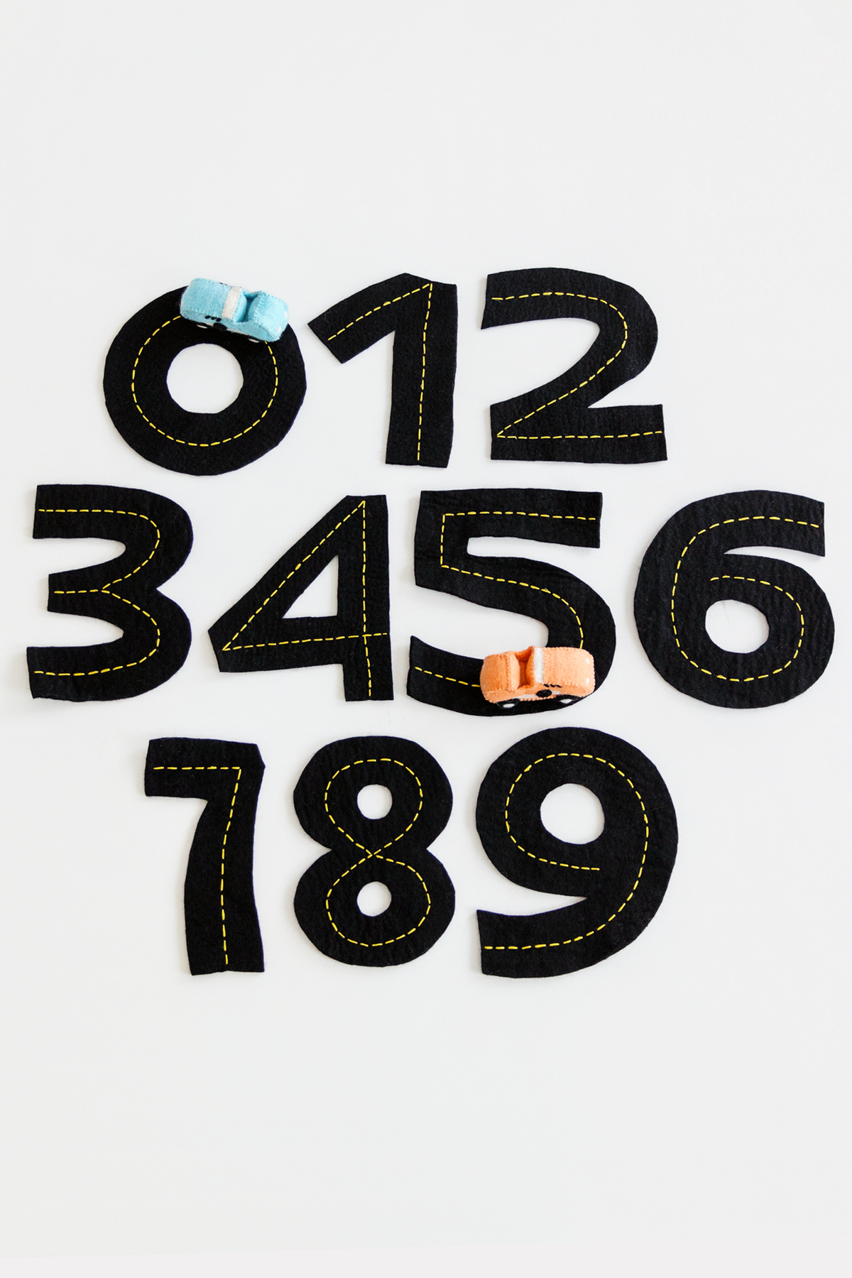 Race Track Numbers Set – Handmade Wool Felt Learning Toy