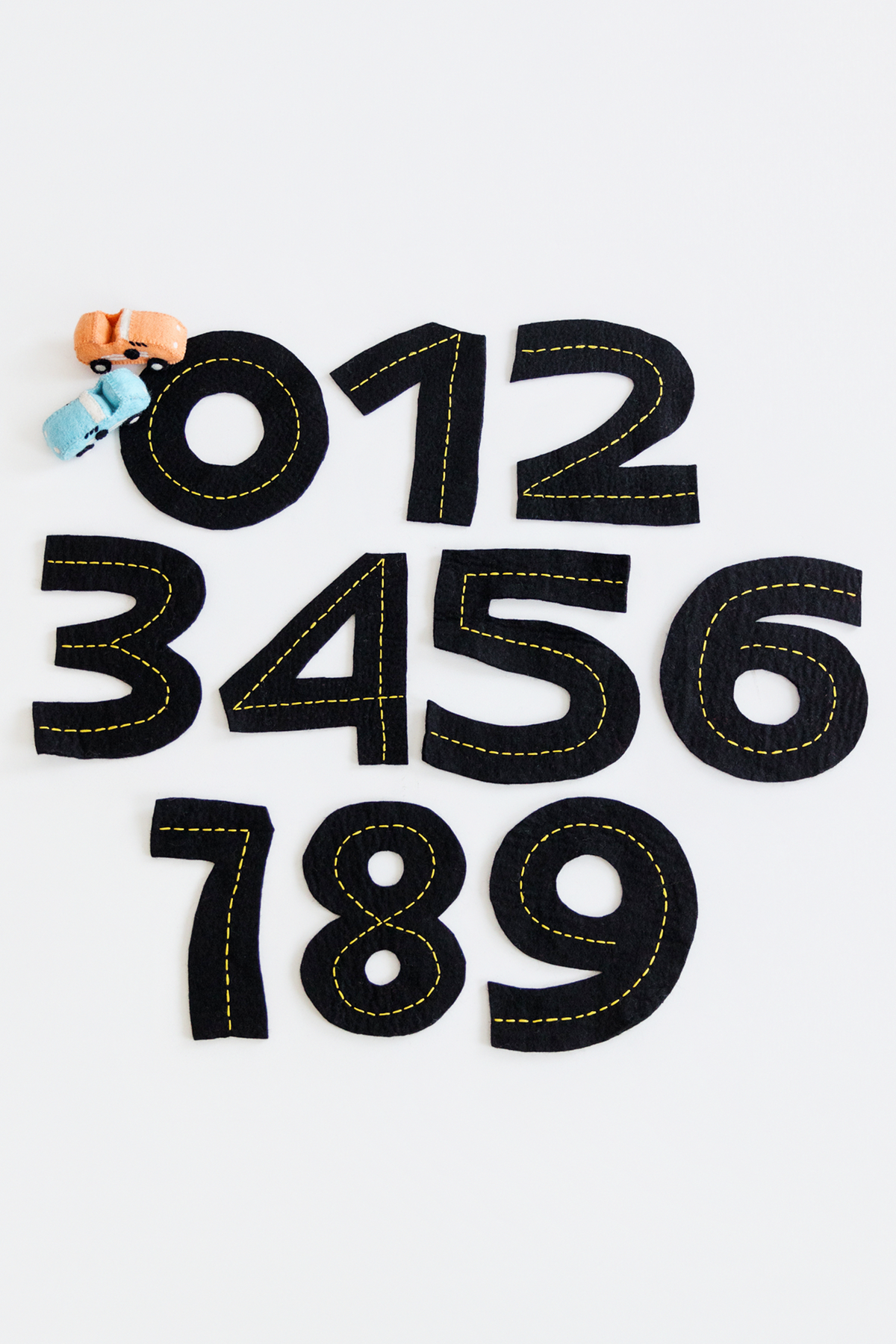 Race Track Numbers Set – Handmade Wool Felt Learning Toy