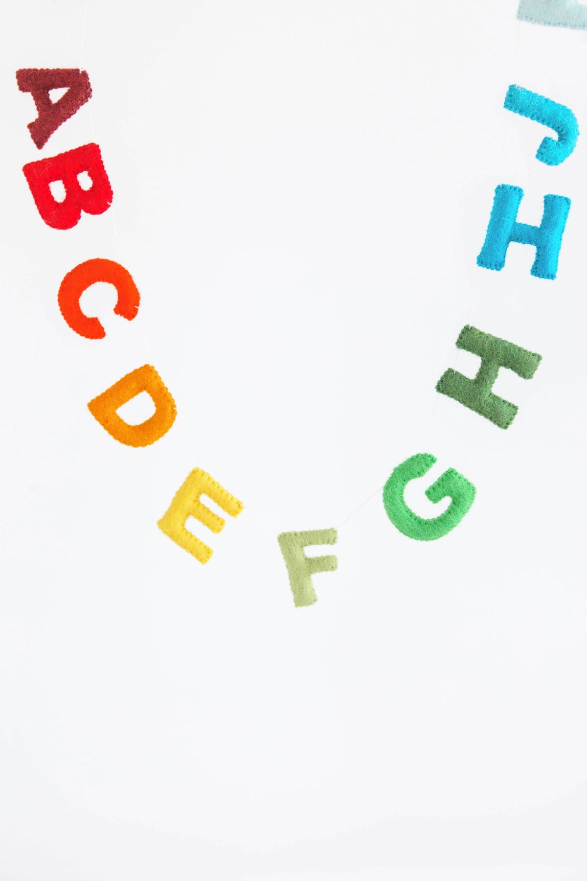 Rainbow Alphabet Garland – Handmade Wool Felt Nursery & Playroom Decor